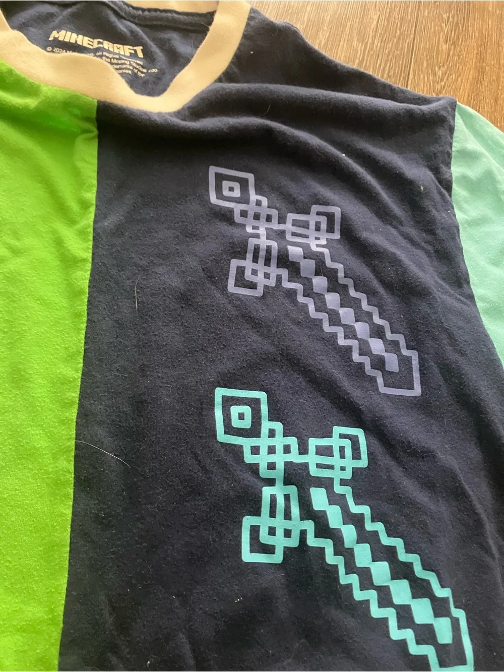 Kids Colorblock Graphic Tee - Green & Navy Minecraft brand